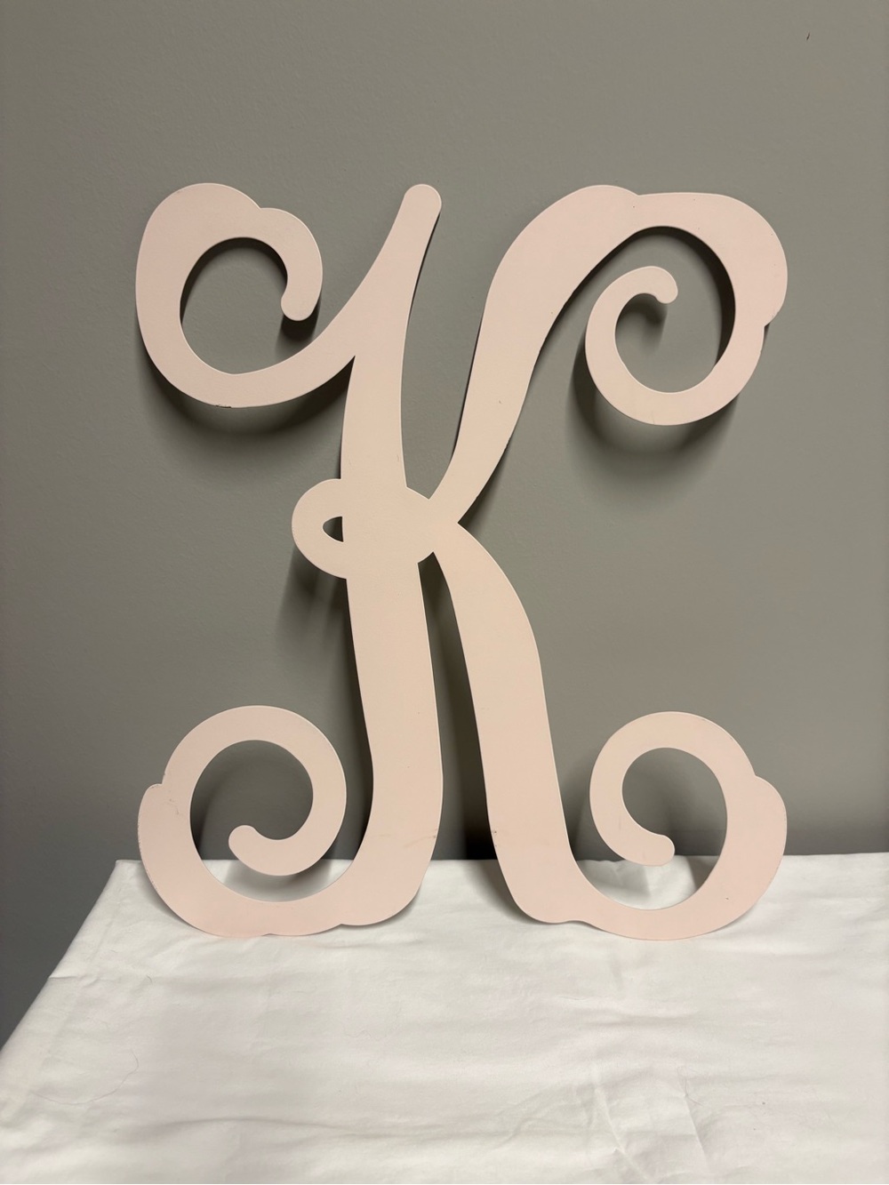 Decorative Script Letter K Wall Decor in Light Pink